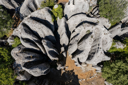 In the ancient city of Selge in Antalya, âAdam Kayalar,â means âMan Rocksâ resemble several standing men, with people named them due to their peculiar and fantastic structure.の写真素材