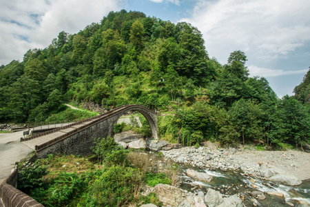 Historical bridges and rivers firtina rivers and cifte bridge Rize Turkeyの写真素材