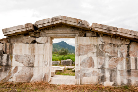 Magnesia Ancient City ruins on Maeander, an ancient Greek city in Ionia. Historical heritage ruins from past to present. Aydin, Turkey.の写真素材