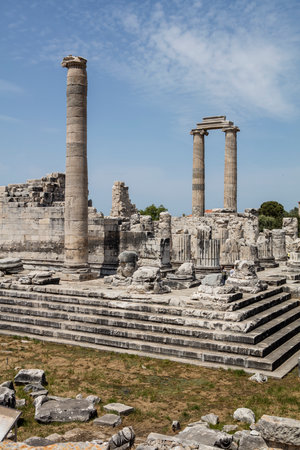 Ruins of the temple of Apollo in the ancient city of Didyma, Aydin, Turkey.の写真素材