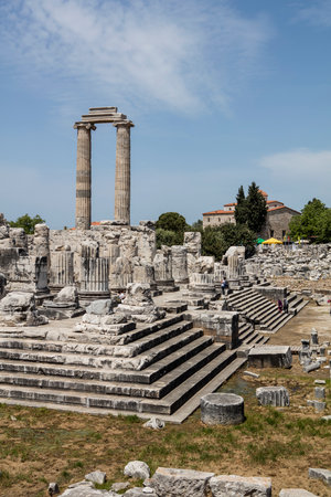 Ruins of the temple of Apollo in the ancient city of Didyma, Aydin, Turkey.の写真素材