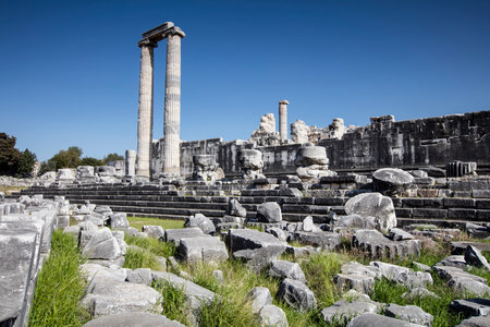 Ruins of the temple of Apollo in the ancient city of Didyma, Aydin, Turkey.の写真素材