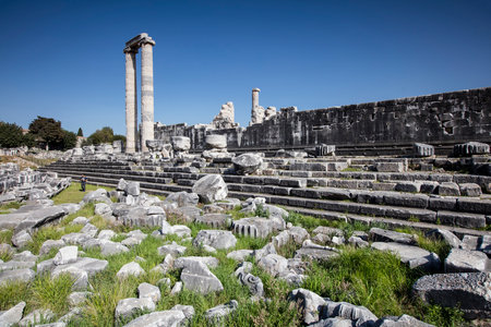 Ruins of the temple of Apollo in the ancient city of Didyma, Aydin, Turkey.の写真素材