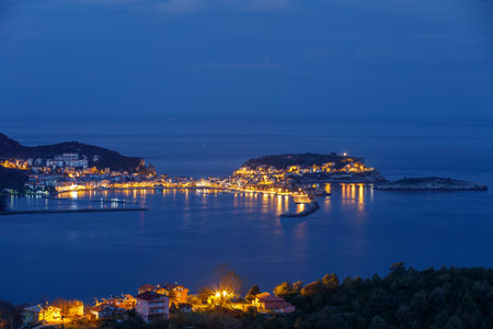 Beautiful cityscape on the mountains over Black-sea, Amasra. Amasra traditional Turkish architectureの写真素材