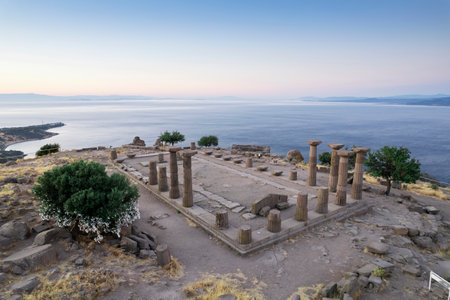Assos Ancient City Drone shooting, Assos Behramkale, Canakkale Turkeyの写真素材