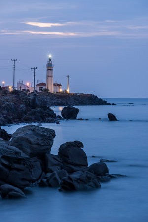100 year old lighthouse located in Sivrice, SokakaÄzÄ± cove.の写真素材