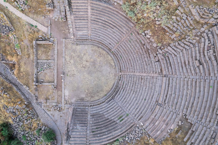 Assos Ancient City Drone shooting, Assos Behramkale, Canakkale Turkeyの写真素材
