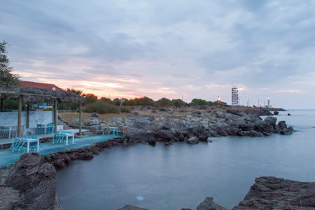 100 year old lighthouse located in Sivrice, SokakaÄzÄ± cove.の写真素材