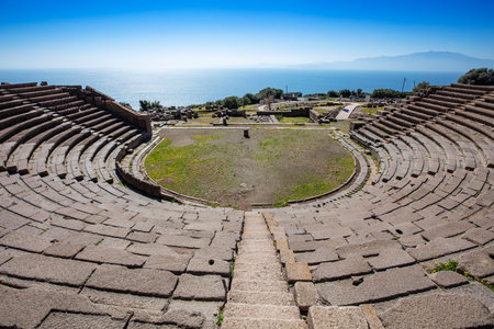 The Temple of Athena ruin in Assos Ancient City. The temple in Assos was built in 530 BC on the highest place of the Acropolis. Canakkale, Turkey.の写真素材