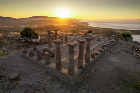 Assos Ancient City Drone shooting, Assos Behramkale, Canakkale Turkeyの写真素材