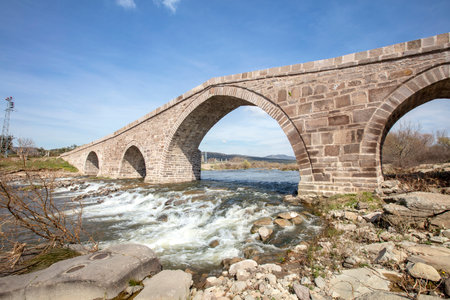 Located in Canakkale, Turkey, Hudavendigar Bridge was built in the 14th century.の写真素材