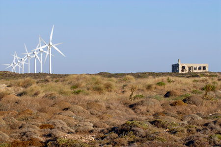 Wind Turbines in Fuerteventura, Canary Islandsの写真素材