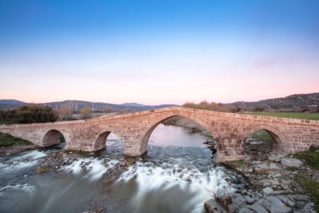 Located in Canakkale, Turkey, Hudavendigar Bridge was built in the 14th century.の写真素材
