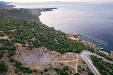 Assos Ancient City Drone shooting, Assos Behramkale, Canakkale Turkeyの写真素材