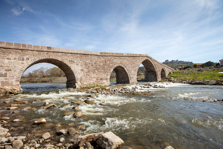 Located in Canakkale, Turkey, Hudavendigar Bridge was built in the 14th century.の写真素材