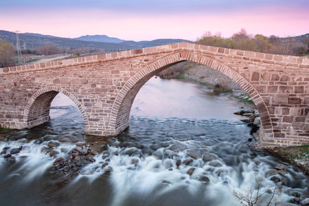 Located in Canakkale, Turkey, Hudavendigar Bridge was built in the 14th century.の写真素材