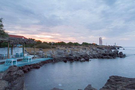 100 year old lighthouse located in Sivrice, SokakaÄzÄ± cove.の写真素材
