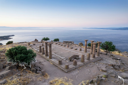 Assos Ancient City Drone shooting, Assos Behramkale, Canakkale Turkeyの写真素材