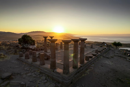 Assos Ancient City Drone shooting, Assos Behramkale, Canakkale Turkeyの写真素材