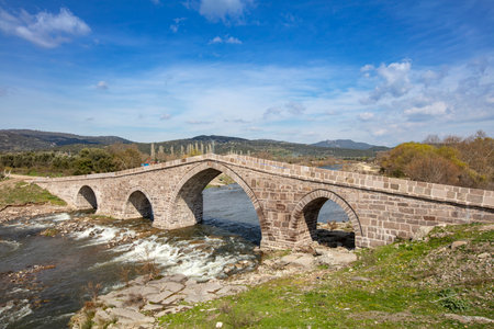 Located in Canakkale, Turkey, Hudavendigar Bridge was built in the 14th century.の写真素材