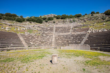 The Temple of Athena ruin in Assos Ancient City. The temple in Assos was built in 530 BC on the highest place of the Acropolis. Canakkale, Turkey.の写真素材