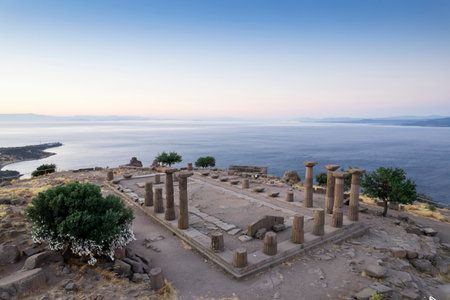 Assos Ancient City Drone shooting, Assos Behramkale, Canakkale Turkeyの写真素材