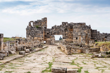 Ruins of the Roman theater in Hierapolisの写真素材