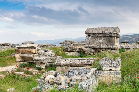 Ruins of the Roman theater in Hierapolisの写真素材
