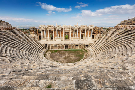 Ruins of the Roman theater in Hierapolisの写真素材