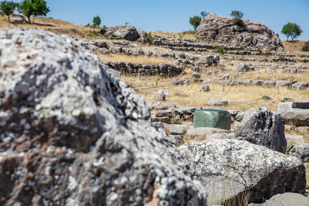 General view of Hattusa was the capital of the Hittite Empire in the late Bronze Age. Its ruins lie near modern Bogazkale. Corum, Turkey.の写真素材