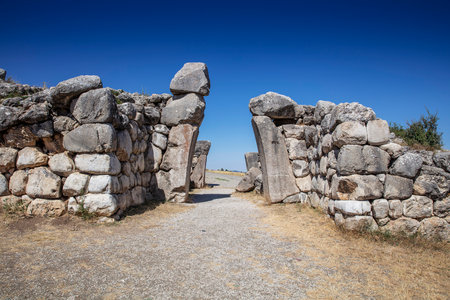 General view of Hattusa was the capital of the Hittite Empire in the late Bronze Age. Its ruins lie near modern Bogazkale. Corum, Turkey.の写真素材