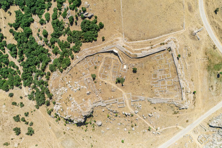 General view of Hattusa was the capital of the Hittite Empire in the late Bronze Age. Its ruins lie near modern Bogazkale. Corum, Turkey.の写真素材