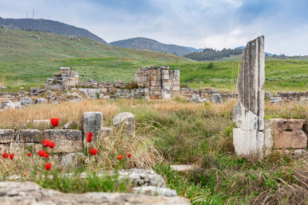 Ruins of the Roman theater in Hierapolisの写真素材