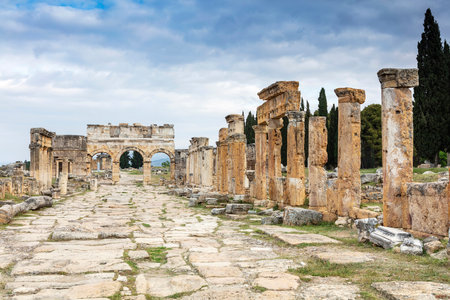 Ruins of the Roman theater in Hierapolisの写真素材