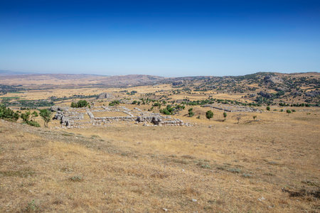 General view of Hattusa was the capital of the Hittite Empire in the late Bronze Age. Its ruins lie near modern Bogazkale. Corum, Turkey.の写真素材
