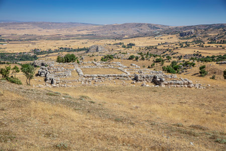 General view of Hattusa was the capital of the Hittite Empire in the late Bronze Age. Its ruins lie near modern Bogazkale. Corum, Turkey.の写真素材