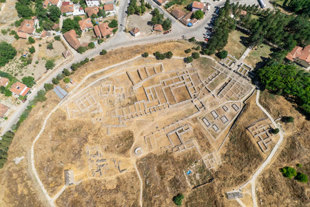 Ancient city of AlacahÃ¶yÃ¼k, monumental gate with sphinx dating back to the Hittite imperial...