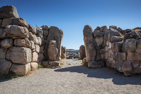 General view of Hattusa was the capital of the Hittite Empire in the late Bronze Age. Its ruins lie near modern Bogazkale. Corum, Turkey.の写真素材