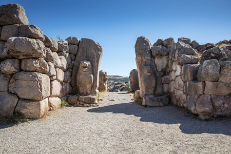 General view of Hattusa was the capital of the Hittite Empire in the late Bronze Age. Its ruins lie near modern Bogazkale. Corum, Turkey.の写真素材