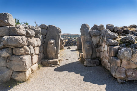 General view of Hattusa was the capital of the Hittite Empire in the late Bronze Age. Its ruins lie near modern Bogazkale. Corum, Turkey.の写真素材