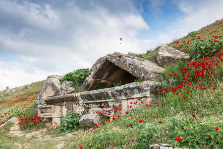 Ruins of the Roman theater in Hierapolisの写真素材