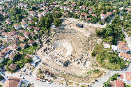 Prusias ad Hypium antique city in Duzce, Turkey. A part of ancient amphi theater was discovered by archaeologists. Antique town was built by Byzantine Roman Empire in Black Sea Regionの写真素材