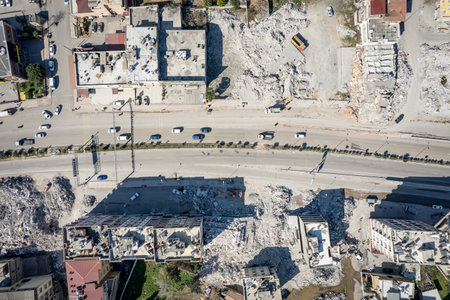 Iskenderun, Hatay, Turkey- February 7th, 2023: Turkey earthquake, kahramanmaras, gaziantep, adana, Hatay, adiyaman February 2023, earthquake scenesの写真素材