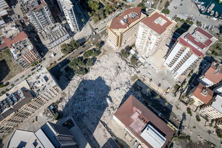 Iskenderun, Hatay, Turkey- February 7th, 2023: Turkey earthquake, kahramanmaras, gaziantep, adana, Hatay, adiyaman February 2023, earthquake scenesの写真素材