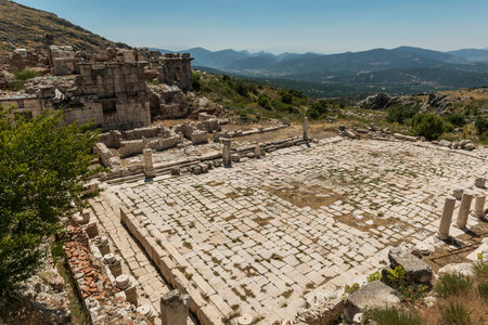Sagalassos Ancient City. View of the surviving ruins of the Roman building in the ancient city of Sagalassos in Turkey's Burdur province.の写真素材