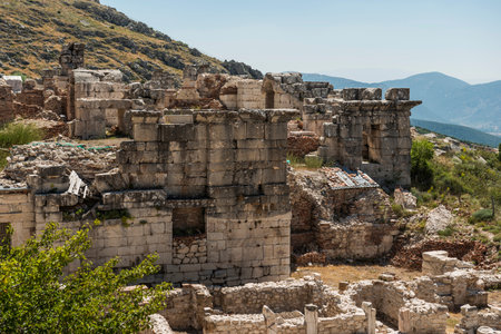 Sagalassos Ancient City. View of the surviving ruins of the Roman building in the ancient city of Sagalassos in Turkey's Burdur province.の写真素材