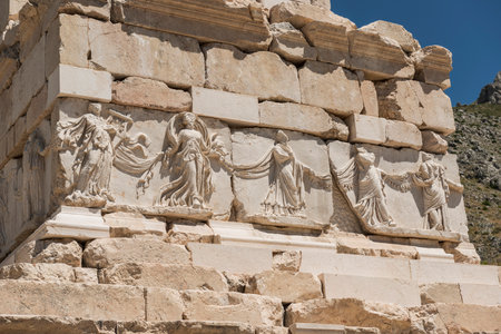Sagalassos Ancient City. View of the surviving ruins of the Roman building in the ancient city of Sagalassos in Turkey's Burdur province.の写真素材