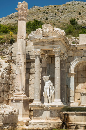 Sagalassos Ancient City. View of the surviving ruins of the Roman building in the ancient city of...