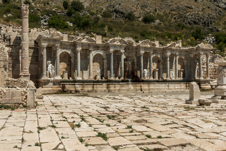 Sagalassos Ancient City. View of the surviving ruins of the Roman building in the ancient city of Sagalassos in Turkey's Burdur province.の写真素材
