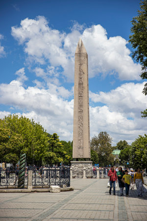 Obelisk of Theodosius and Blue Mosque from Istanbul, Turkey. high quality photoの写真素材